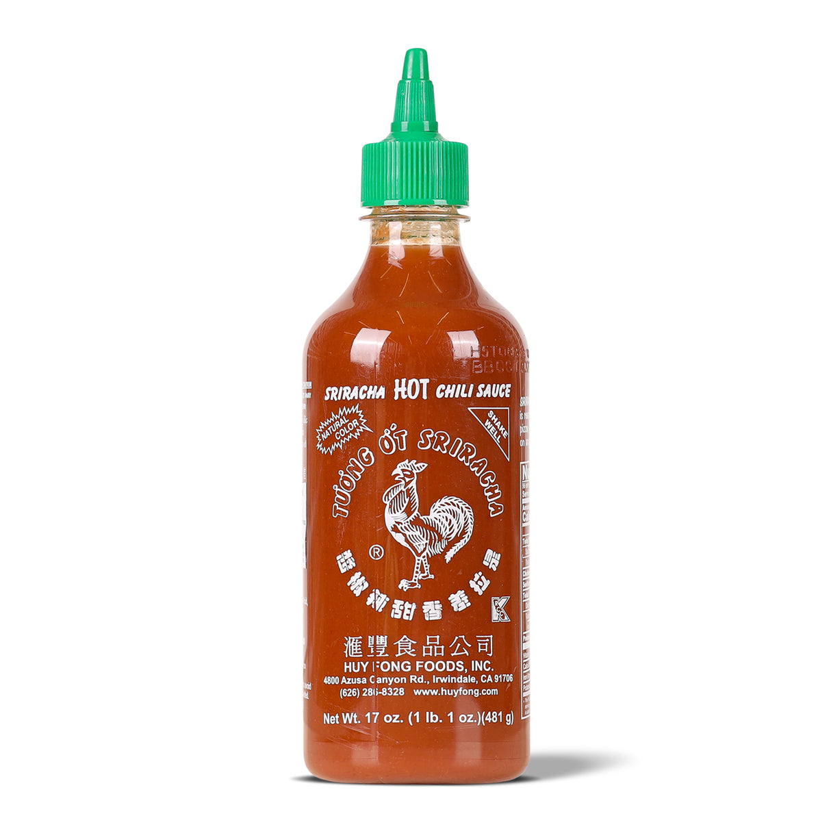 Huy Fong Foods Sriracha Hot Chili Sauce, 481g (Made with Sun-Ripened Chilies & Garlic, Spicy Dipping, Cooking & Marinade Sauce, No Artificial Colours or Flavourings)