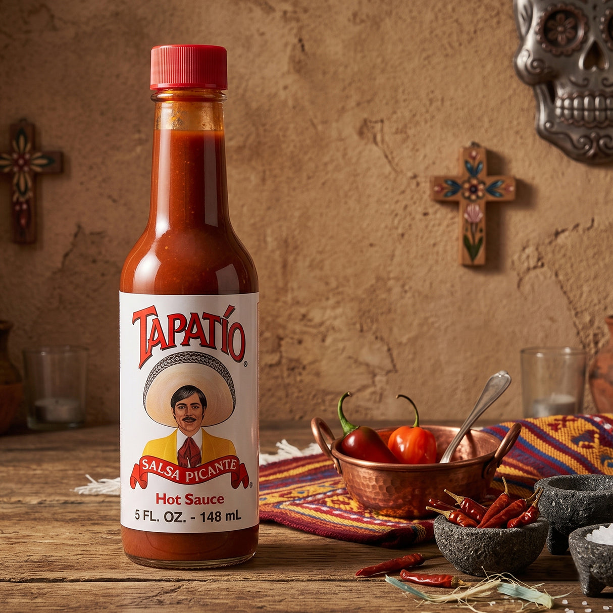 Tapatio Hot Sauce, 148ml ( Mexican-Style Hot Chili Sauce with Red Chilies, Garlic & Spices)