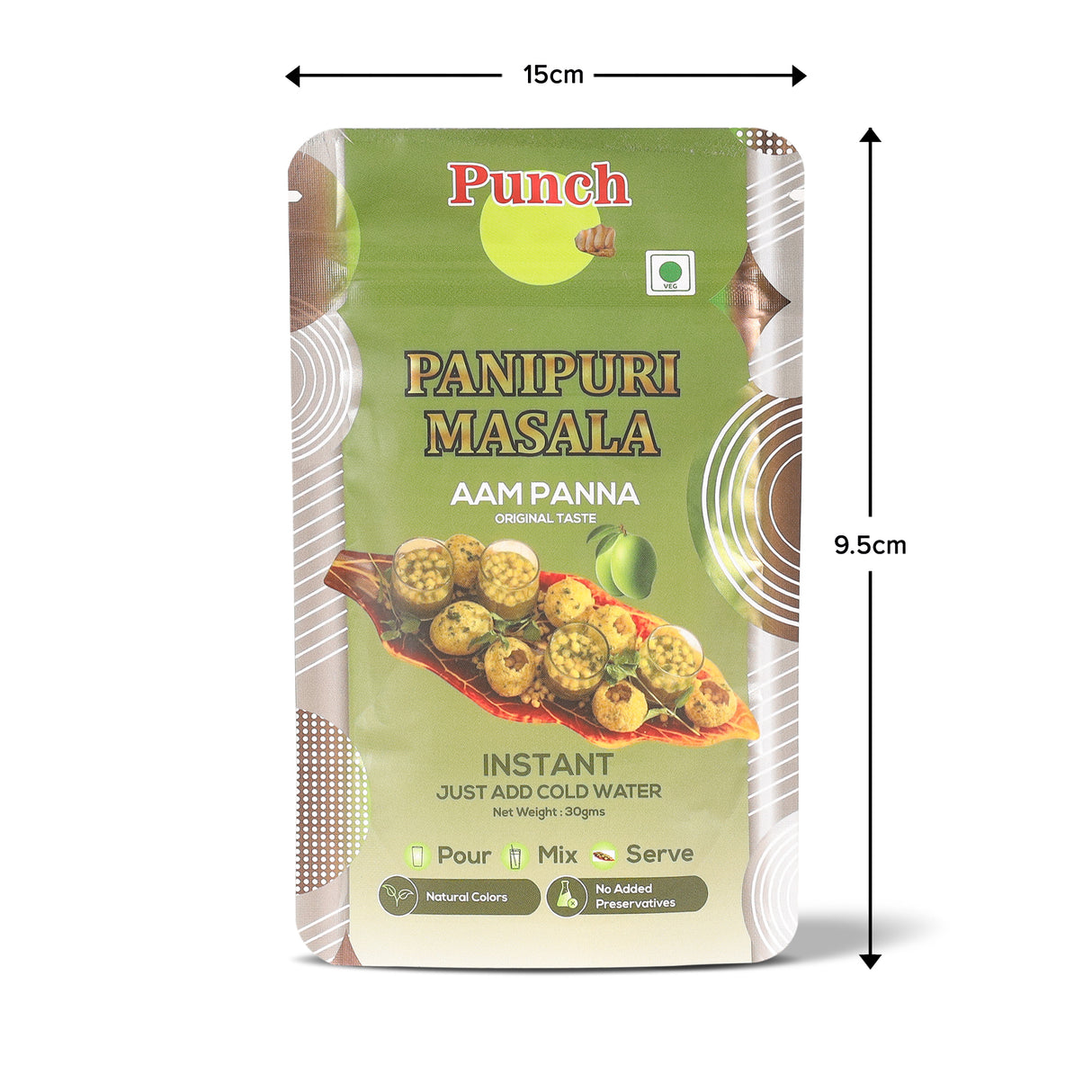 Punch Panipuri Masala Aam Panna, 30g (Instant Pani Puri Masala Mix | Authentic Tangy & Spicy Raw Mango Flavour | Just Add Water | No Added Preservatives)
