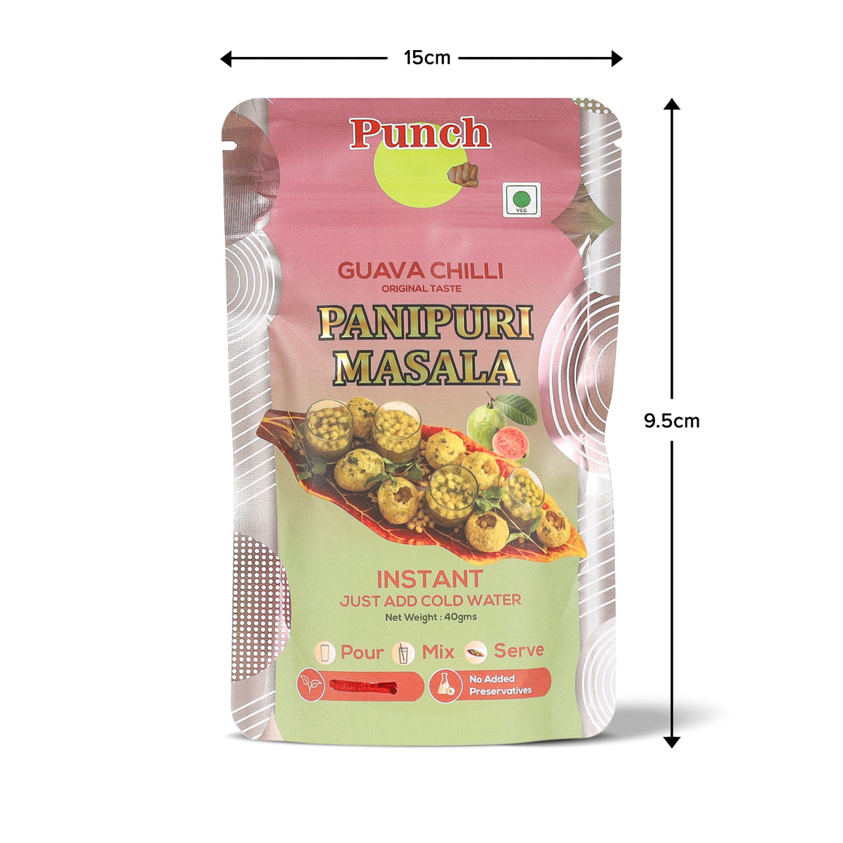 Punch Panipuri Masala Guava Chilli, 40g (Instant Pani Puri Masala Mix | Tangy, Fruity & Spicy Guava Flavour | Just Add Water | No Added Preservatives)