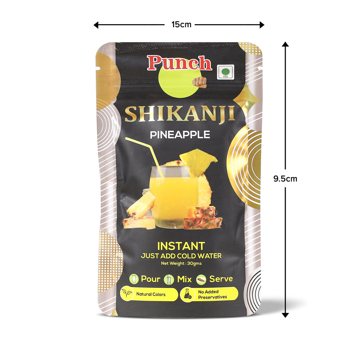 Instant Shikanji Mix Pineapple, 30g (Instant Pineapple Lemonade Powder | Tropical Refreshing Drink Mix | Just Add Water or Soda | Natural Colours | No Added Preservatives | Makes 3 Serving)