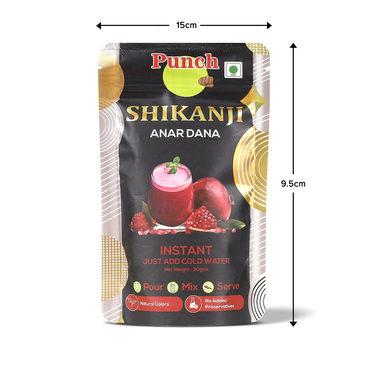 Punch Instant Shikanji Mix Anar Dana, 30g (Instant Indian Lemonade Powder | Refreshing Pomegranate Drink Mix | Just Add Water or Soda | Natural Colours | No Added Preservatives | Makes 3 Servings)