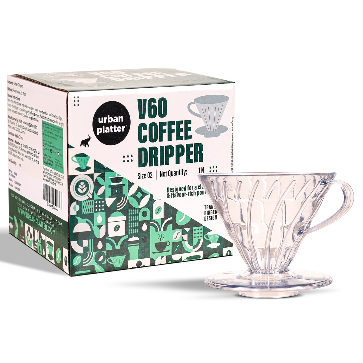 V60 Coffee Dripper, Size 02, 1 Piece (Pour Over Coffee Maker | Transparent Cone Brewer | Reusable Manual Coffee Dripper for Specialty Coffee| Ideal for 1-4 Cups)