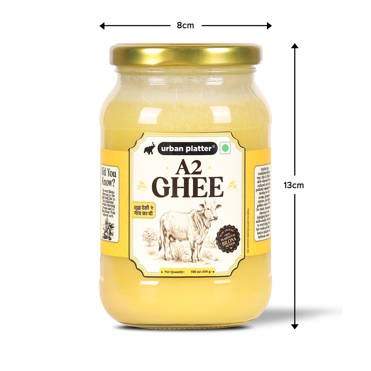 A2 Ghee, 500ml (Curd-Churned Bilona Desi Ghee for Cooking, Tadka & Daily Meals | Made from A2 Cow Milk)