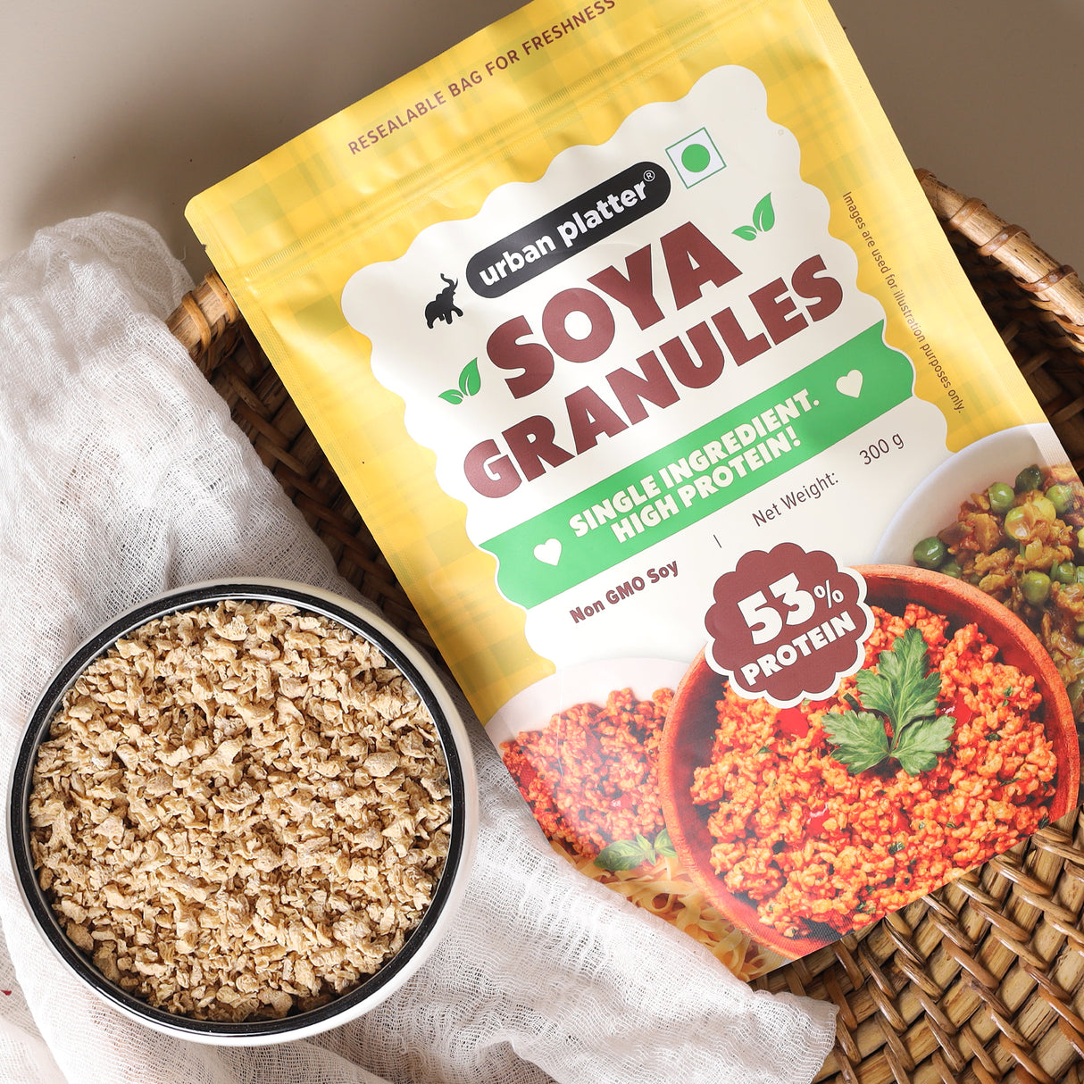 Soya Granules, 300g (53% Plant Protein | Made from Defatted Soy Flour | Fiber Rich Soya Mince)