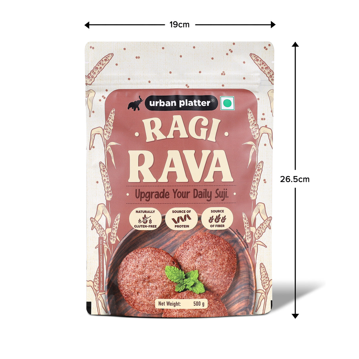 Ragi Rava, 500g (Naturally Gluten-free | Source of Protein & Fibre | A Smart Swap for Regular Sooji | Perfect for Upma, Khichdi, Idli, Dosa, Halwa, & More)