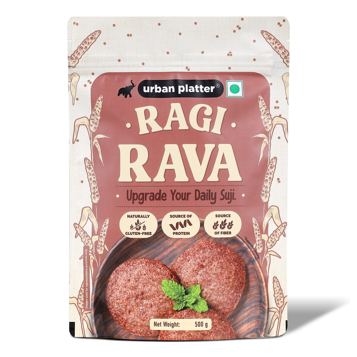 Ragi Rava, 500g (Naturally Gluten-free | Source of Protein & Fibre | A Smart Swap for Regular Sooji | Perfect for Upma, Khichdi, Idli, Dosa, Halwa, & More)