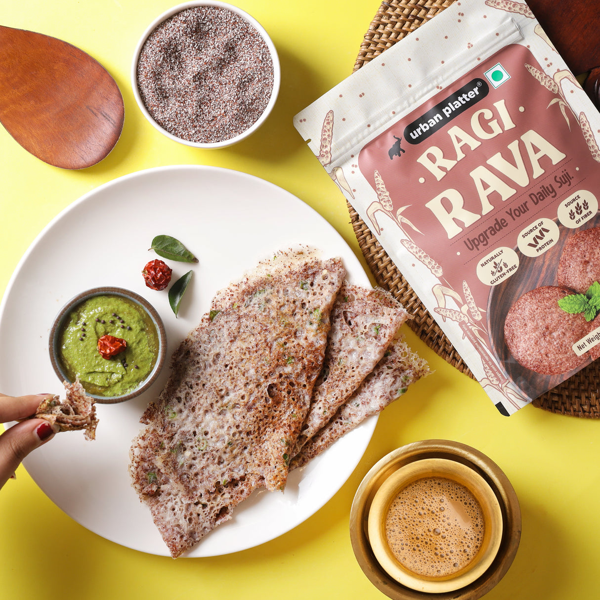 Ragi Rava, 500g (Naturally Gluten-free | Source of Protein & Fibre | A Smart Swap for Regular Sooji | Perfect for Upma, Khichdi, Idli, Dosa, Halwa, & More)