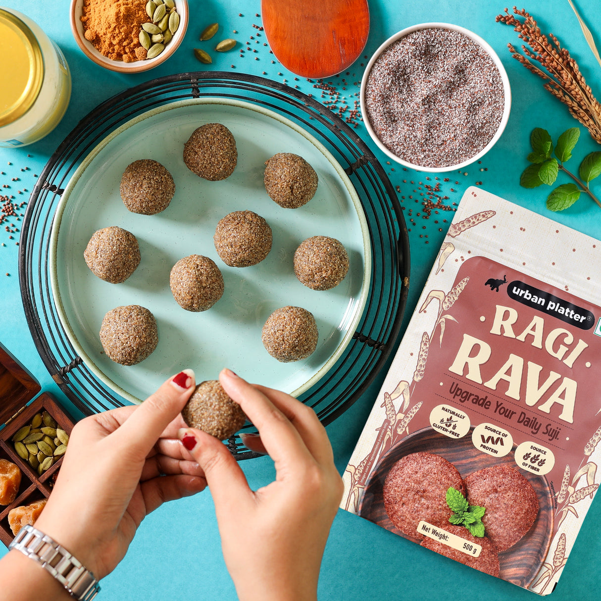 Ragi Rava, 500g (Naturally Gluten-free | Source of Protein & Fibre | A Smart Swap for Regular Sooji | Perfect for Upma, Khichdi, Idli, Dosa, Halwa, & More)