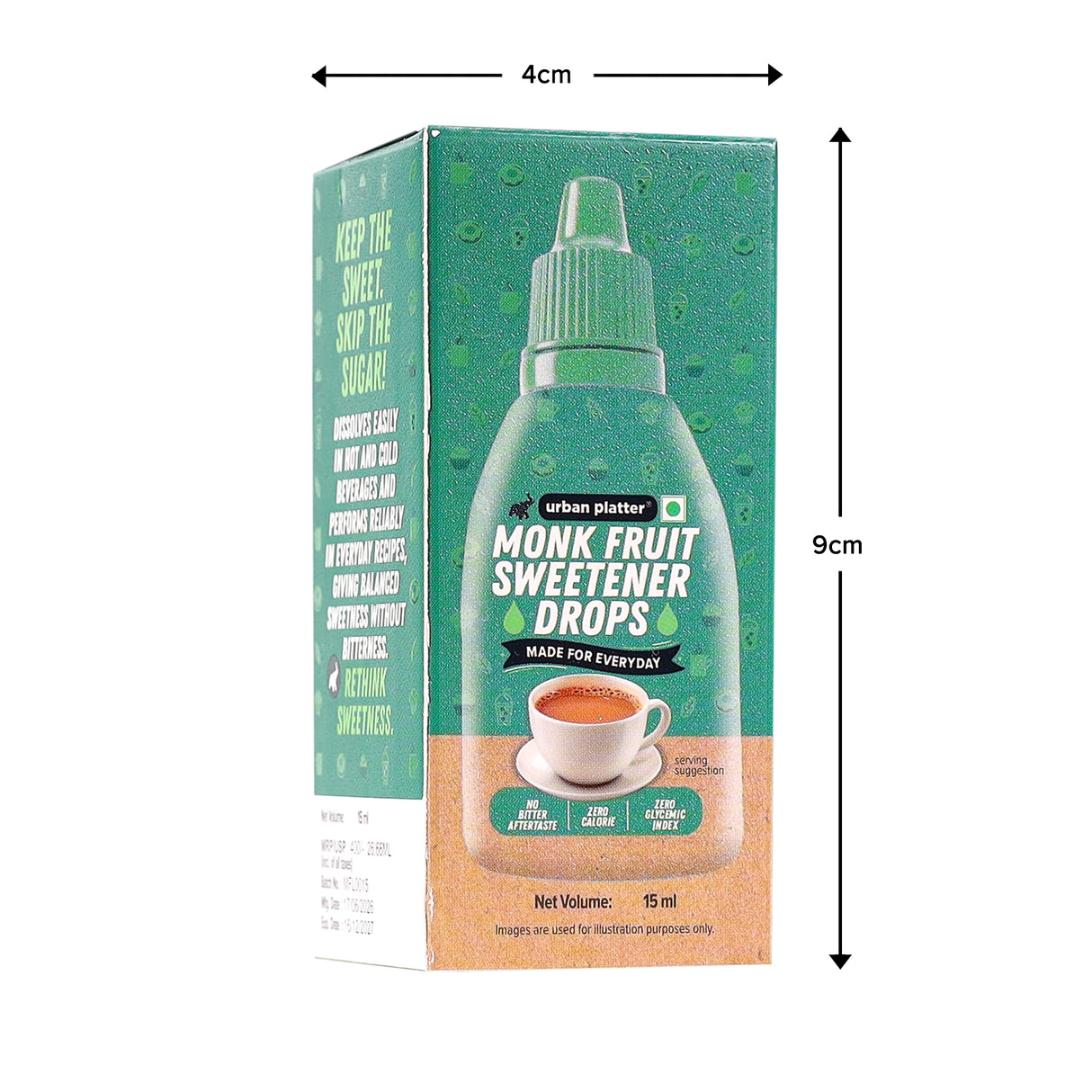 Monk Fruit Sweetener Drops, 15ml (Zero Calorie | No Erythritol | No Bitter Aftertaste | For Tea, Coffee & Beverages)