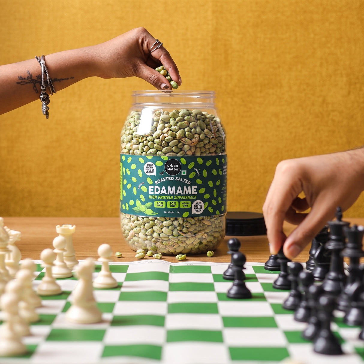 Roasted Salted Edamame, 1Kg (46% Protein, 20% Fiber, Lightly Salted Young Green Soybeans, Highest Plant Protein Supersnack)