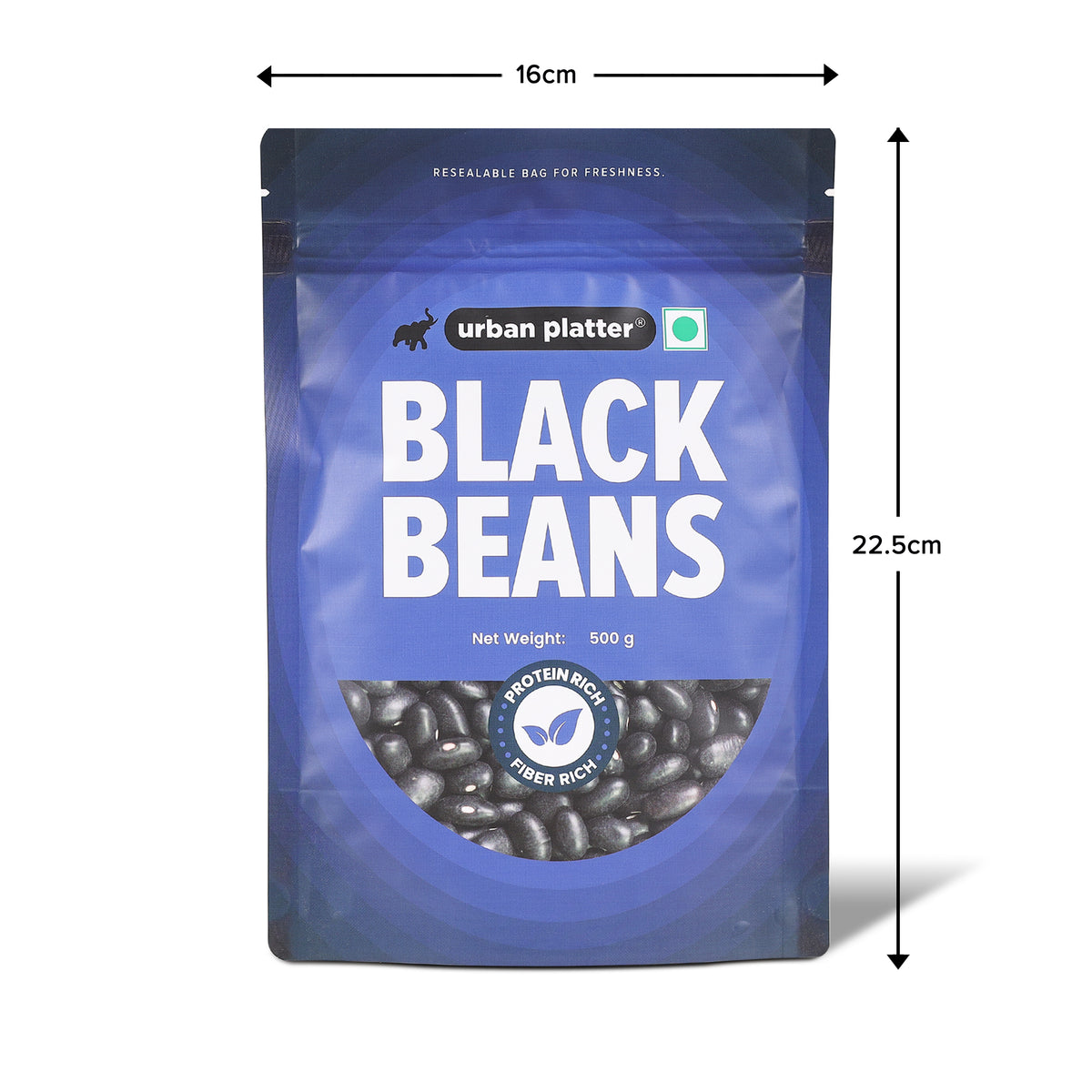 Black Beans, 500g (Black Rajma | 22g Protein | 16g Fiber | Nourishing whole beans for Gravies, Curries, Bowls, & Salads)