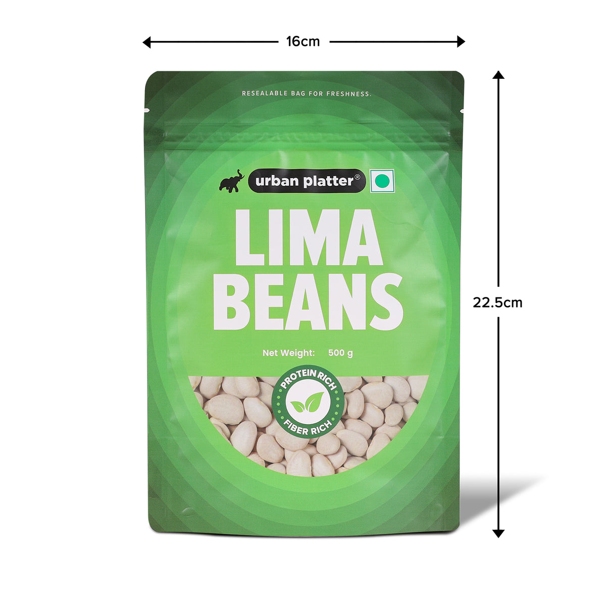 Lima Beans, 500g (Butter Beans | 20g Protein | 18g Fiber | Nourishing whole beans for Gravies, Curries, Bowls, & Salads)