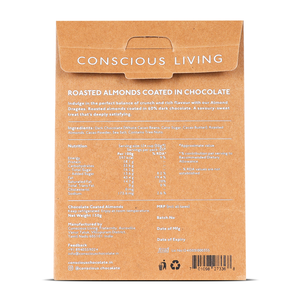 Chocolate Coated Nuts - Dragees- Almond, 150g