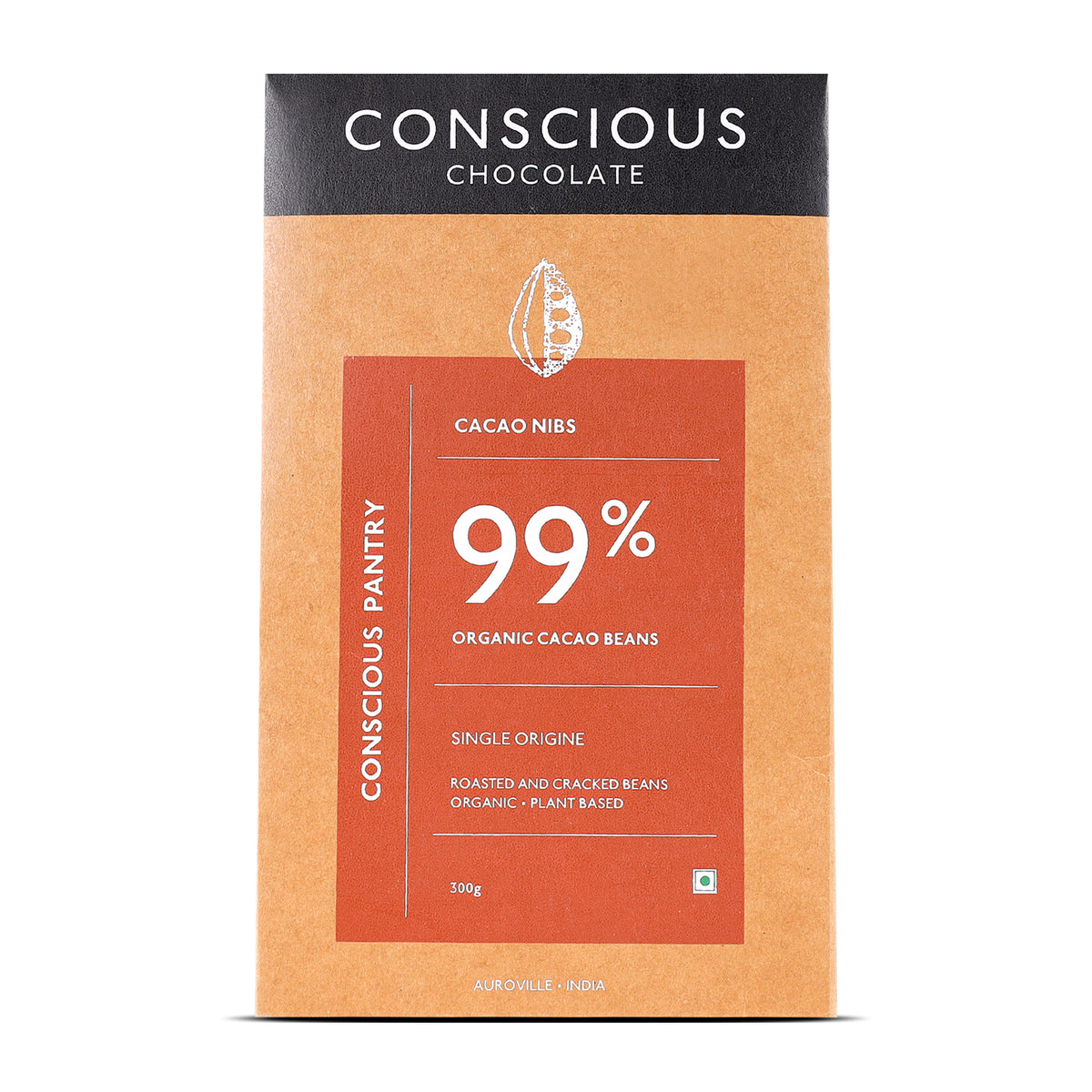 Roasted & Cracked Organic Cocoa Beans / Nibs / Granulas, 300g (Organic, Gluten-free, Soy Free, Plant-based)