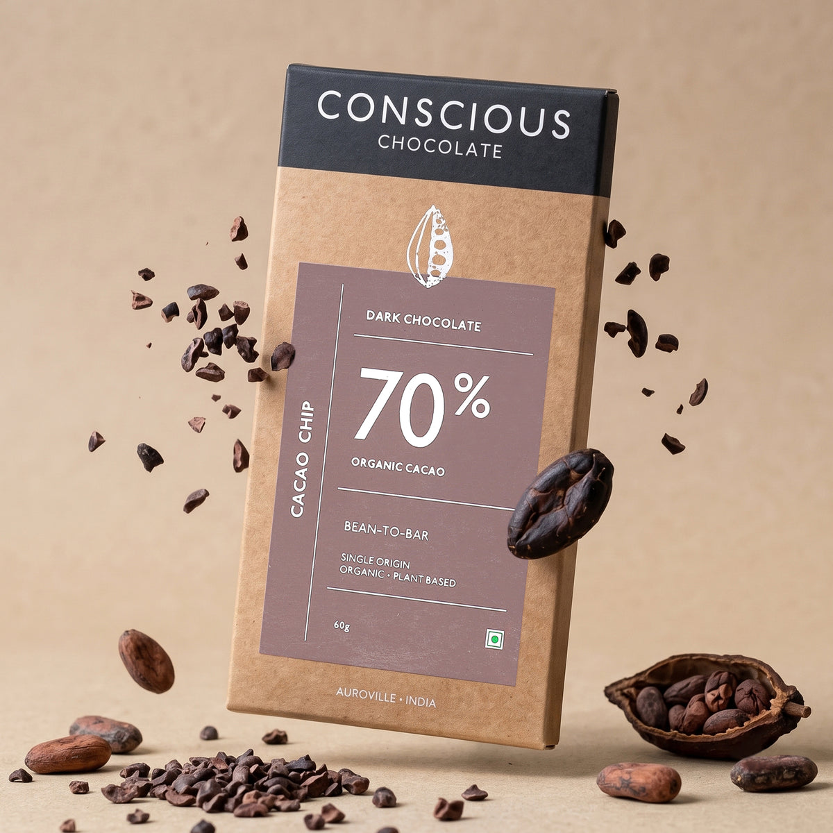 70% Cacao Chip Dark Chocolate, 60g