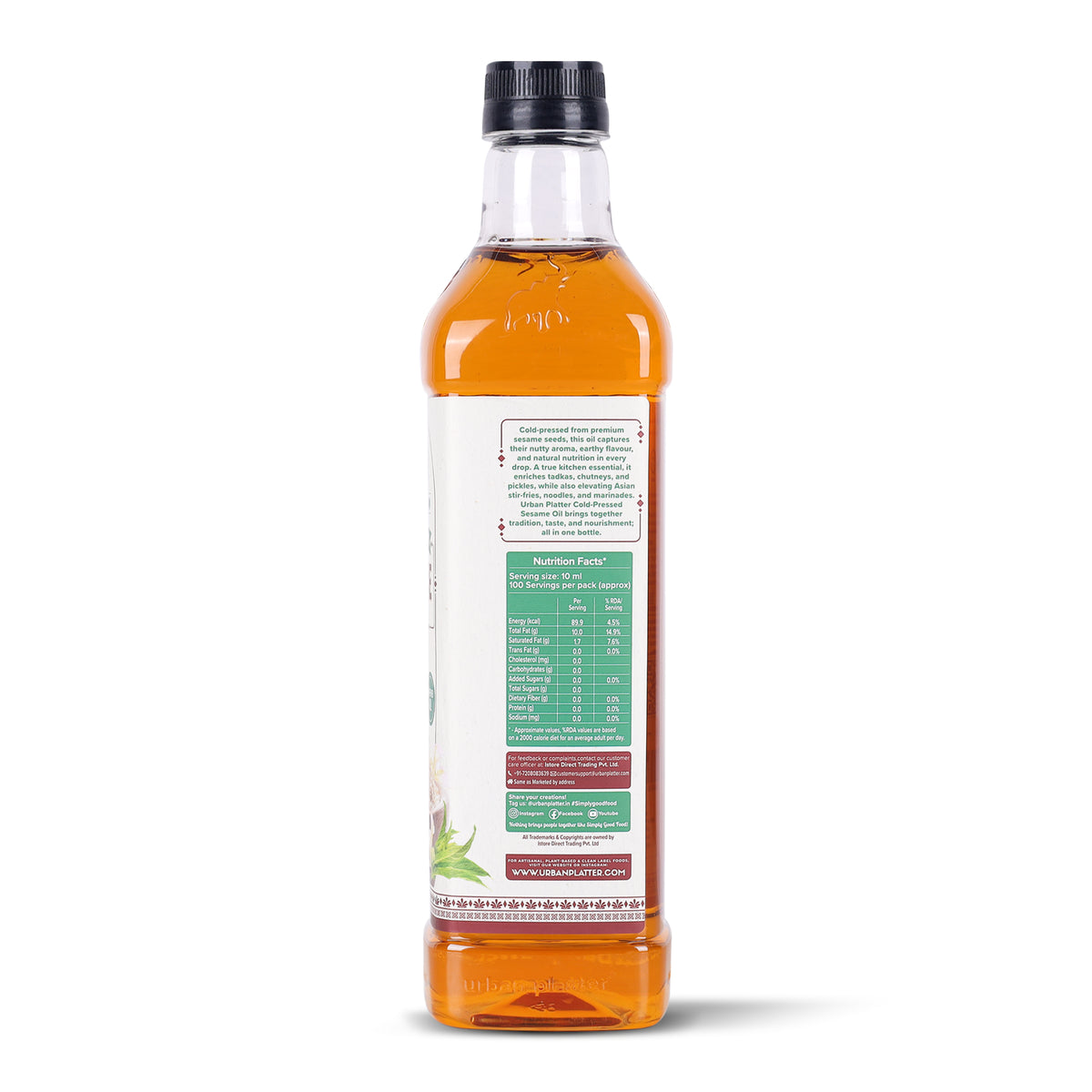 Sesame Oil, 1L (Traditional Cold Pressed Til Oil, Cholesterol & Trans-fat Free, Unrefined)