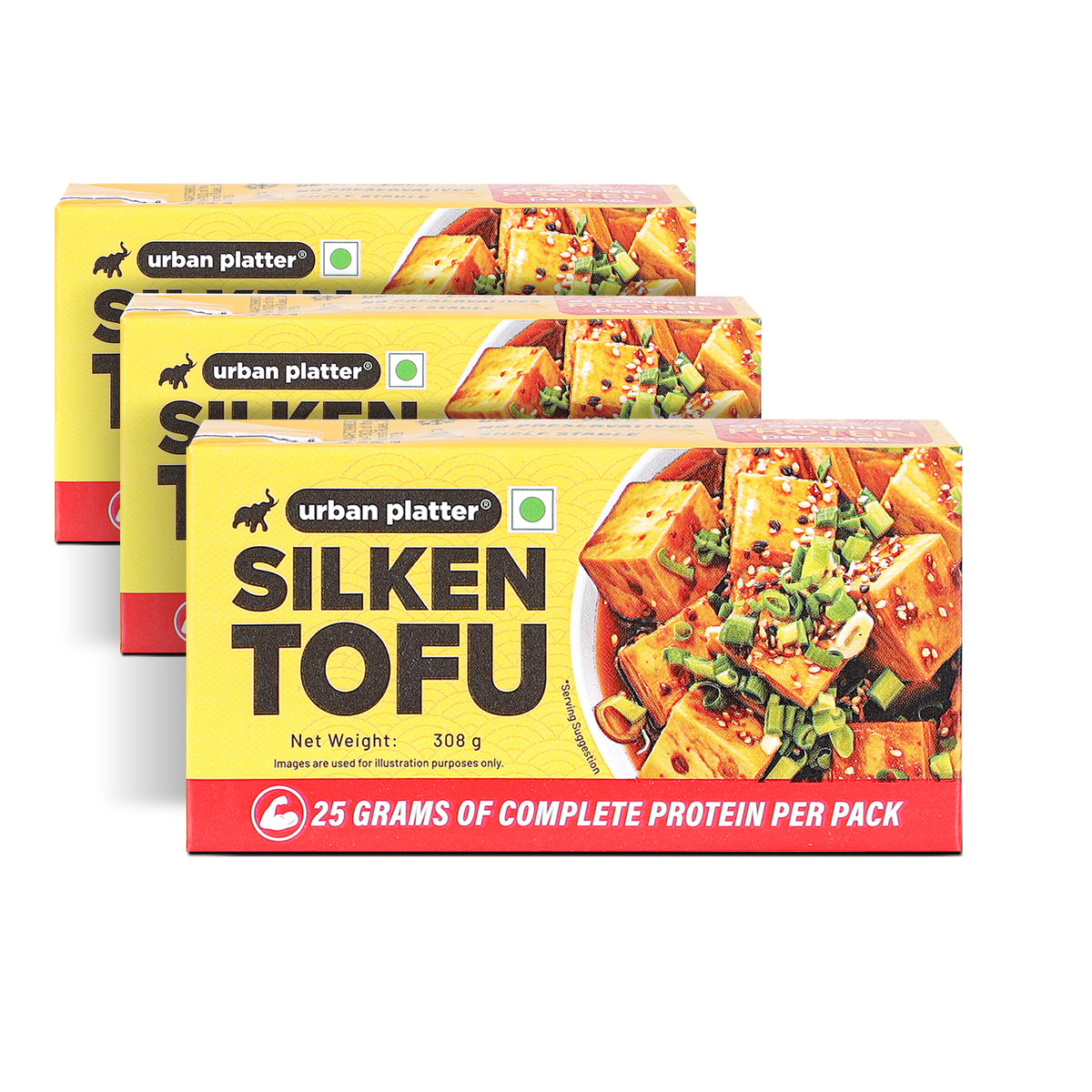 Silken Tofu, 308g (Pack of 3, Delicate, Smooth & Creamy | Soft Tofu for Blending, Cooking and Desserts)