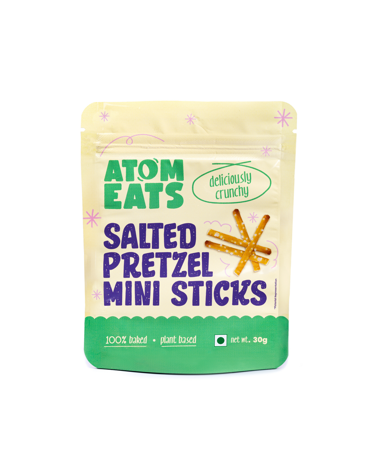 Atom Eats Salted Pretzel Mini Sticks, 30g