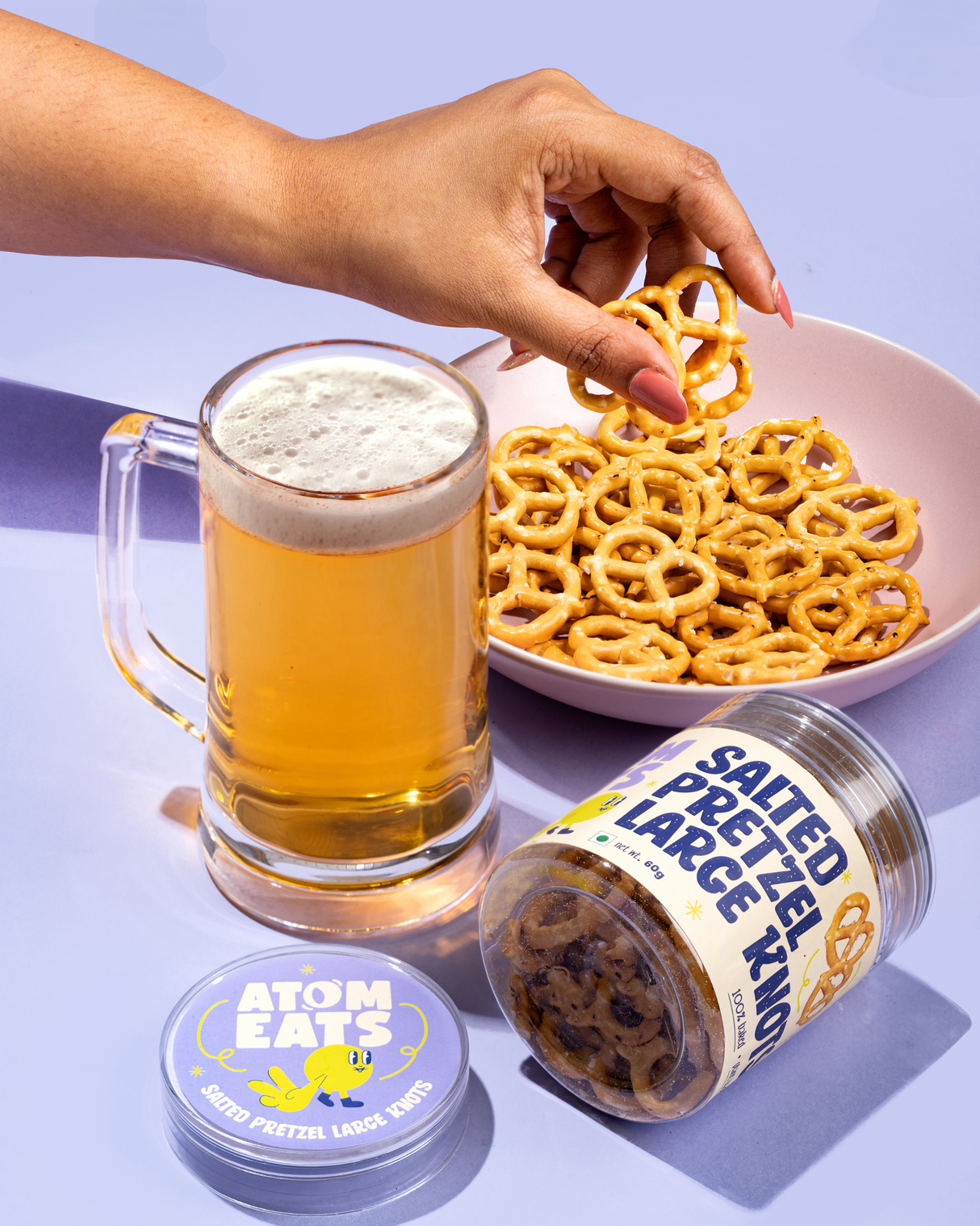 Atom Eats Salted Large Pretzel Knots, 60g