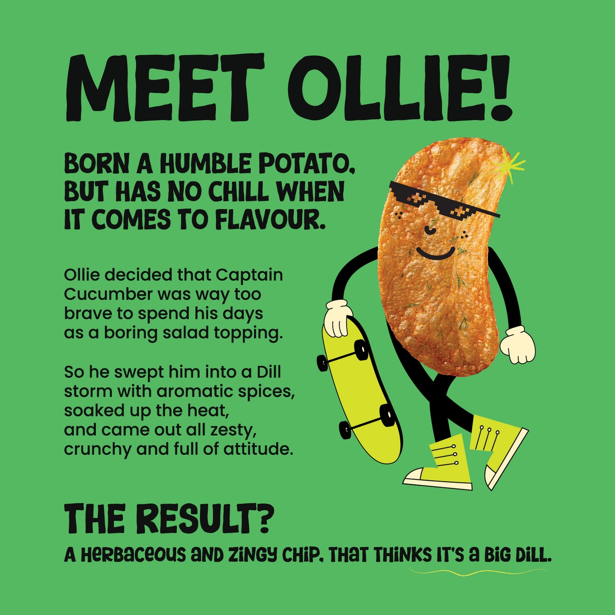 Atom eats Dill Pickle Potato Chips, 60g (Crispy Potato Chips, Tangy Dill Pickle Flavor, Bold & Crunchy Snack)