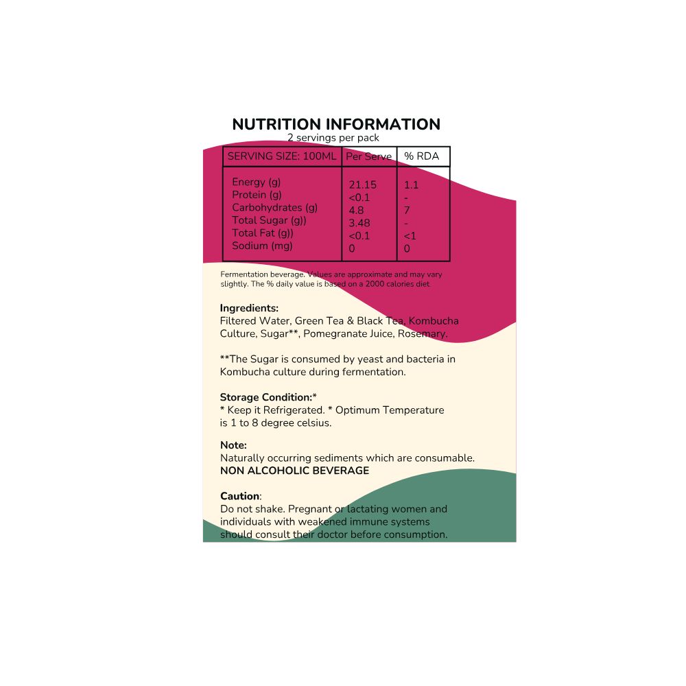 Kombucha Pomegranate Rosemary, 200ml