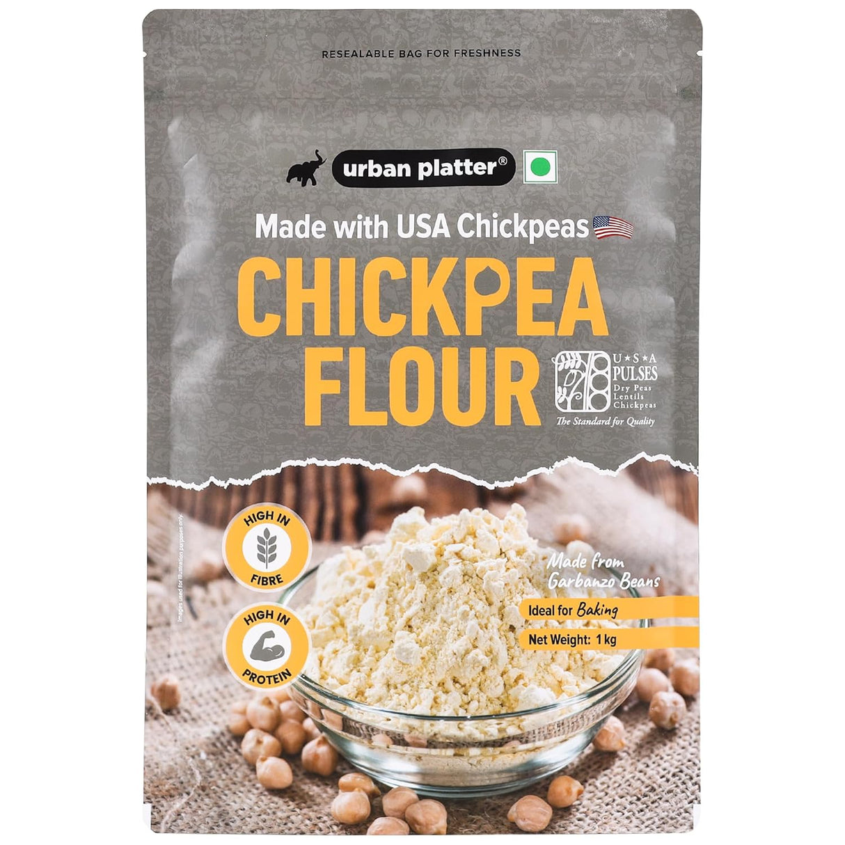 USA Chickpeas Flour, 1Kg (High in Fiber & Protein, Ideal for Baking, Gluten-free)