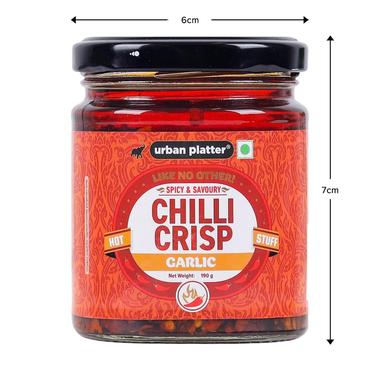 Urban Platter Chilli Garlic Crisp, 190g (Crunchy Chilli and Garlic in Sunflower Oil | Versatile Condiment | Spicy | Savoury)