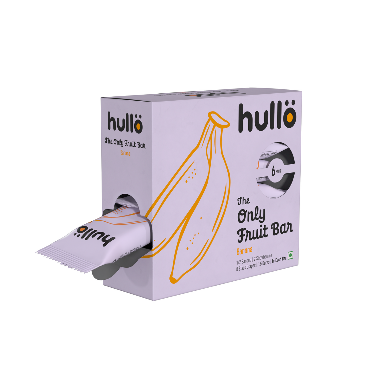 HULLO The Only Fruit Bar - Banana, 180g (6x30g)