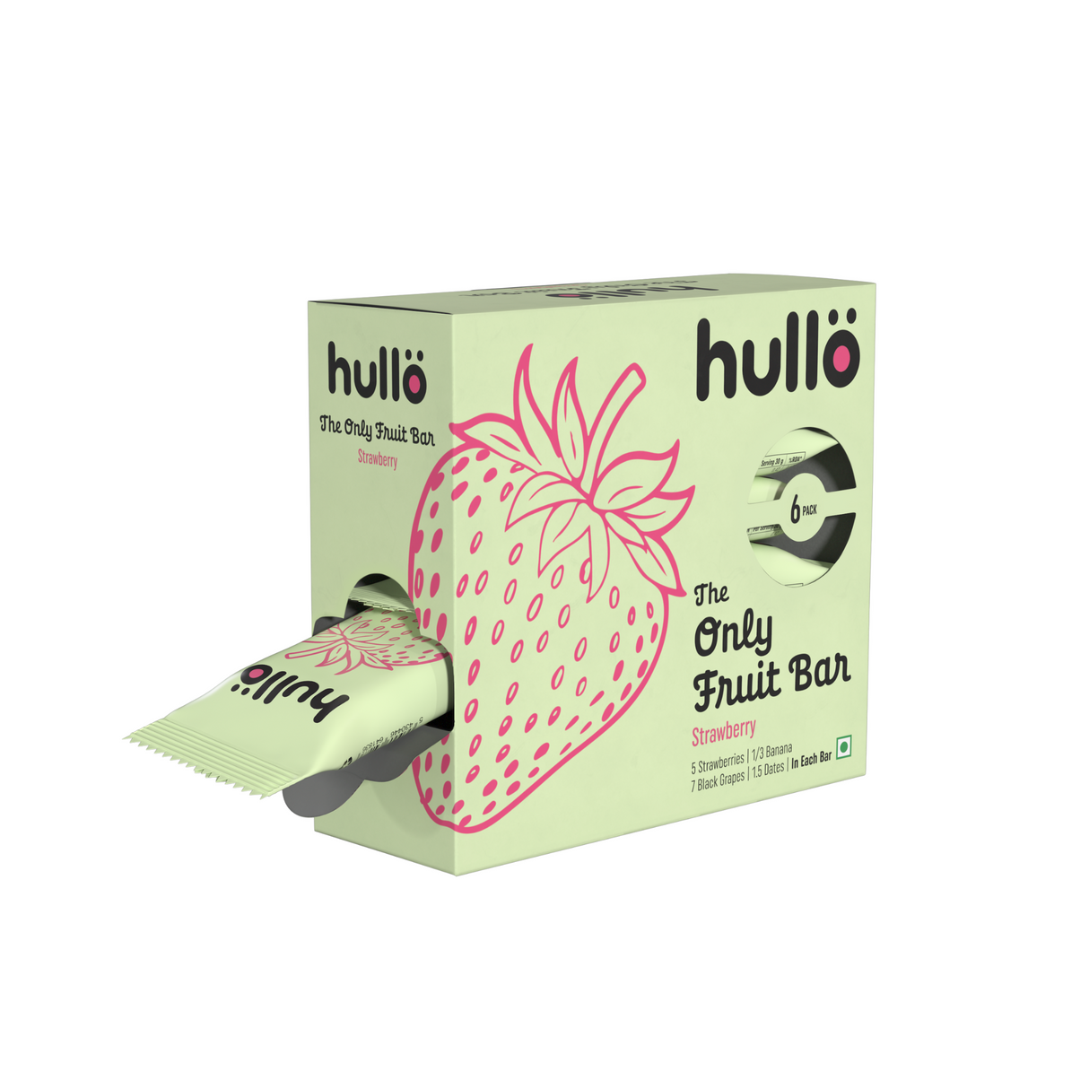 HULLO The Only Fruit Bar - Strawberry, 180g (6x30g)