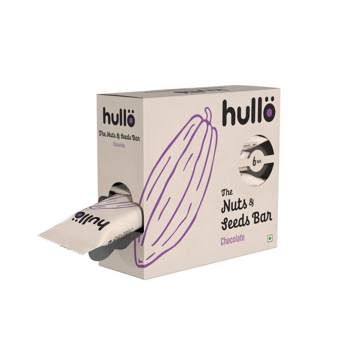 HULLO The Nuts & Seeds Bar - Chocolate, 180g (6x30g)
