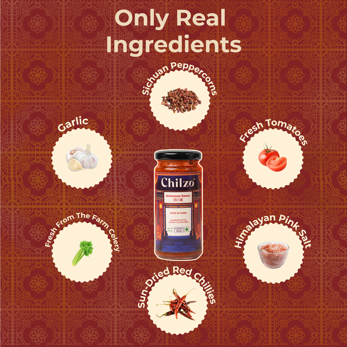 Schezwan Sauce, 200g (No Added Sugar, No MSG, No Artificial Flavors/Colors, Made with Fresh Ingredients, Gluten Free)