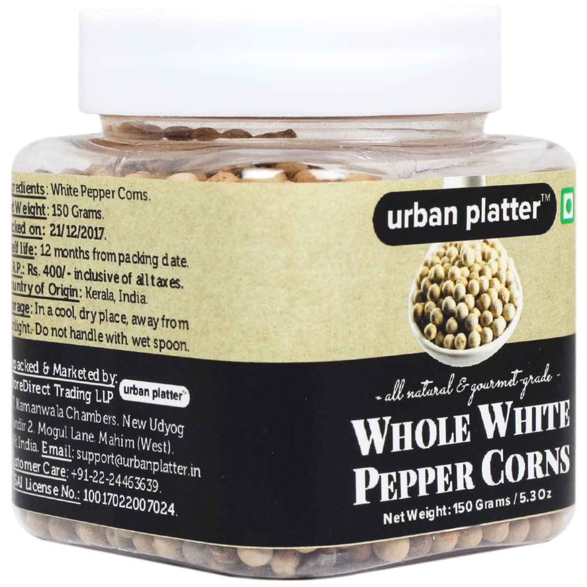 Urban Platter Whole White Pepper Corns, 150g