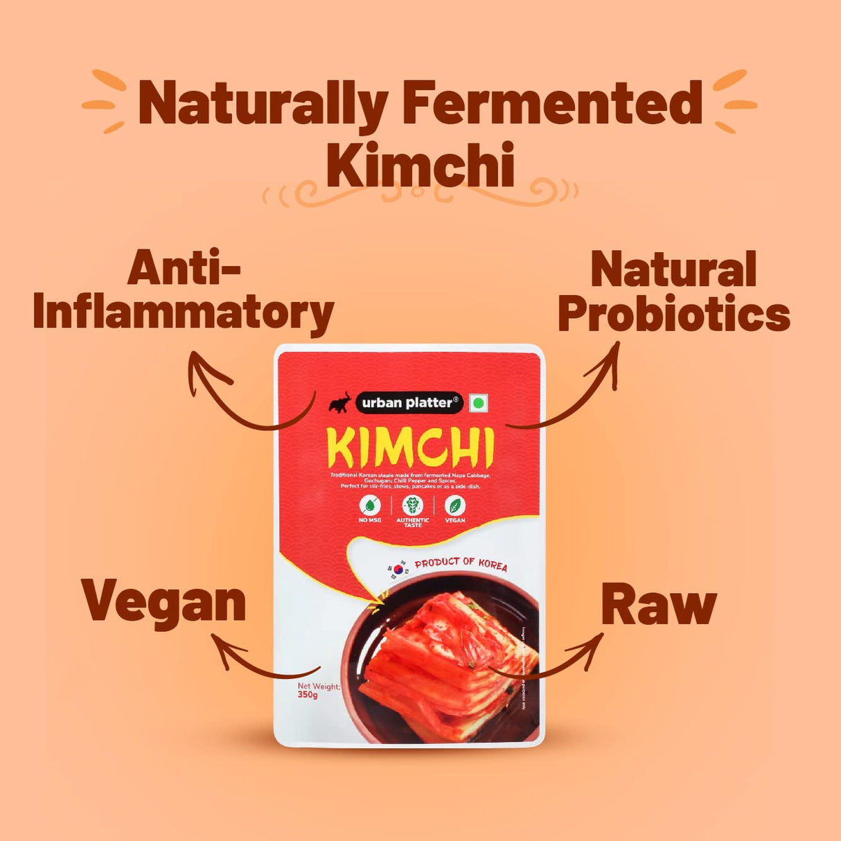 Urban Platter Korean Kimchi, 350g (Product of Korea, Staple Traditional Korean Recipe, Shelf-stable and Preservative-free)