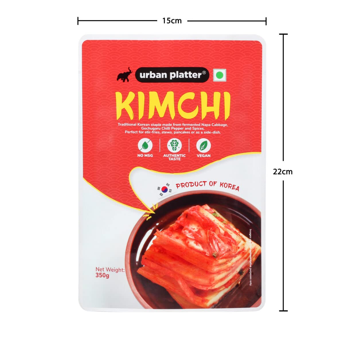 Urban Platter Korean Kimchi, 350g (Product of Korea, Staple Traditional Korean Recipe, Shelf-stable and Preservative-free)