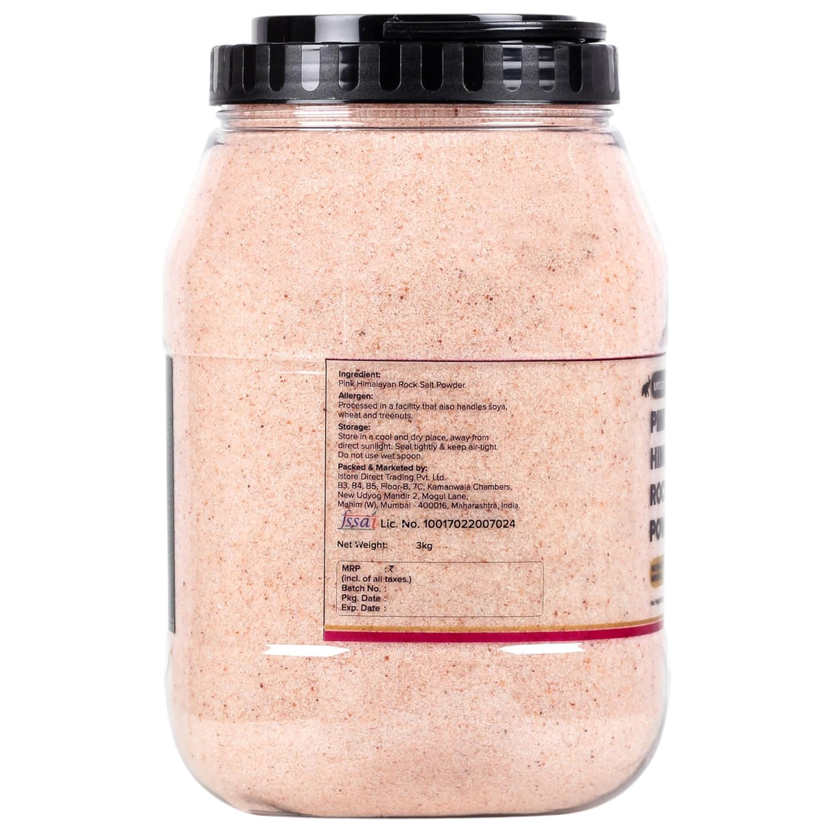 Urban Platter Pink Himalayan Rock Salt Powder, 3kg (Unrefined | Additive Free | 100% Pink Rock | Sendha | PET Jar)