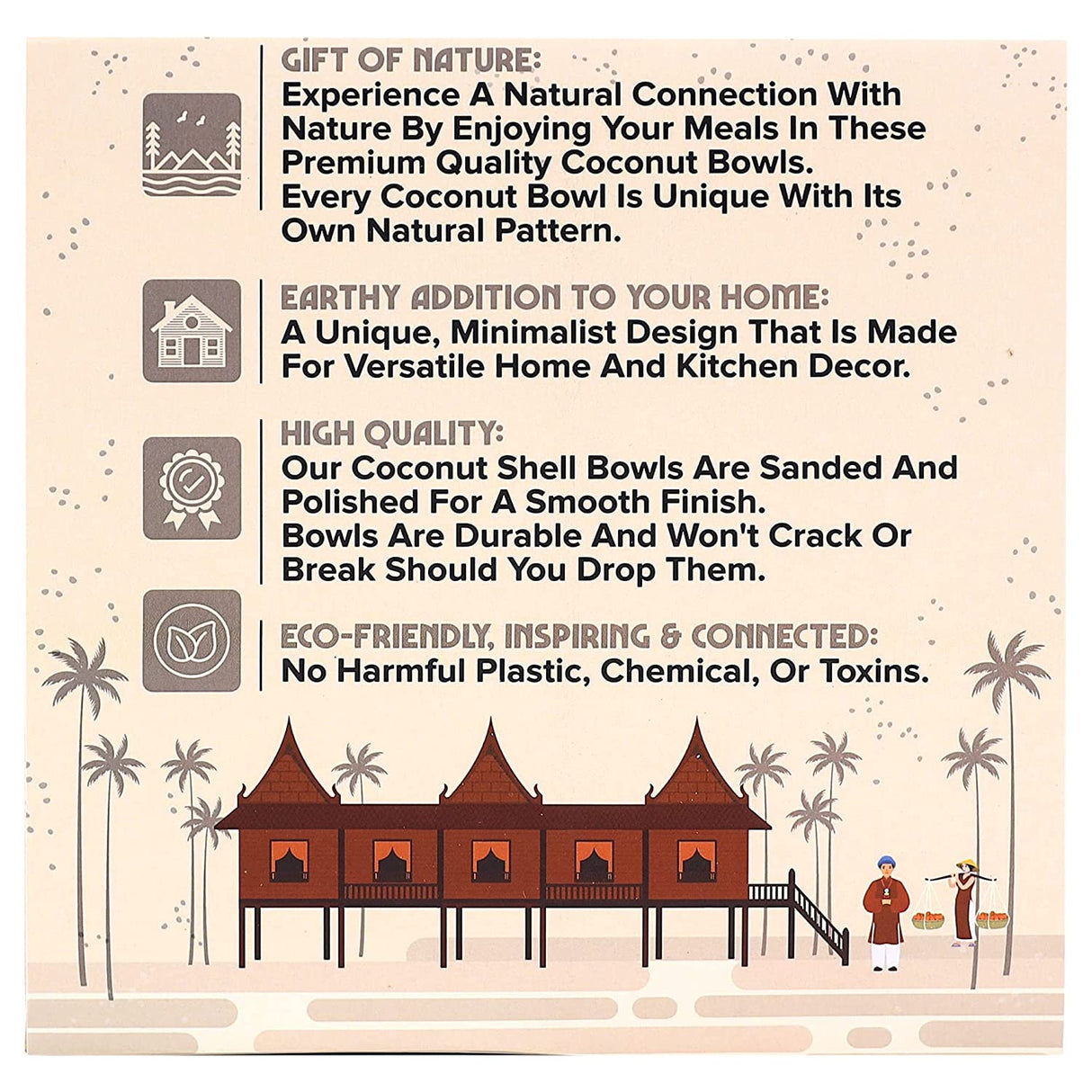 Urban Platter Palm Leaf Coconut Bowl, 1 Unit (Made in Vietnam | Light Weight | Jumbo Size | Eco-friendly)