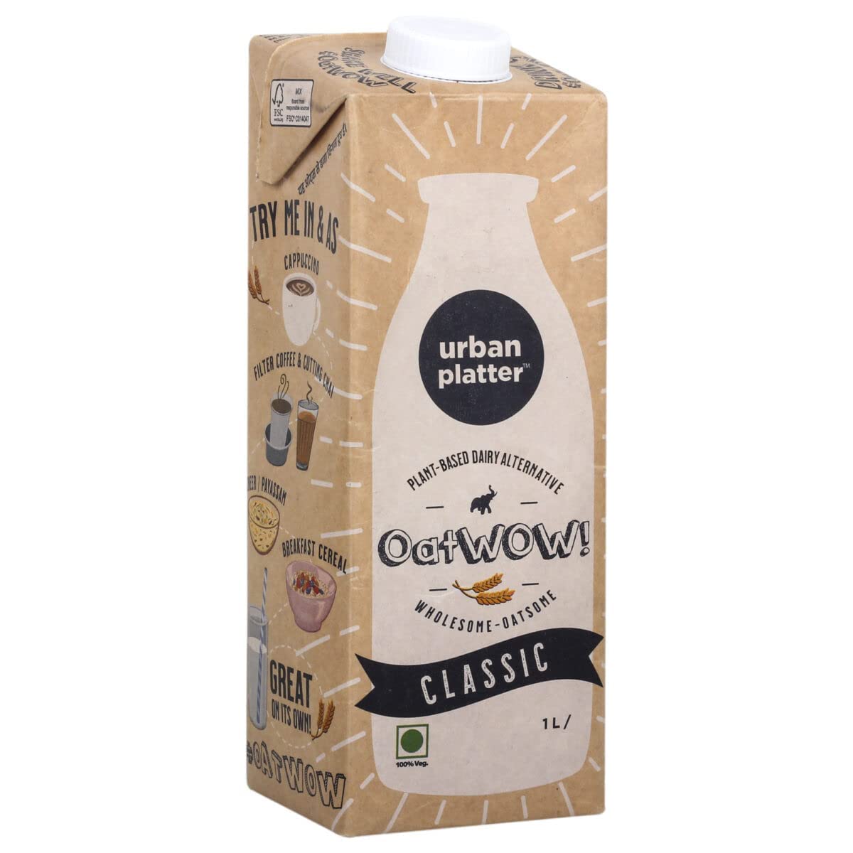 OatWOW! Classic Oat Beverage, 1L (Pack of 3, Plant-Based Milk Alternative | Dairy-Free & Lactose-Free | No Added Sugar | For Coffee, Chai, Smoothies & Sweets)