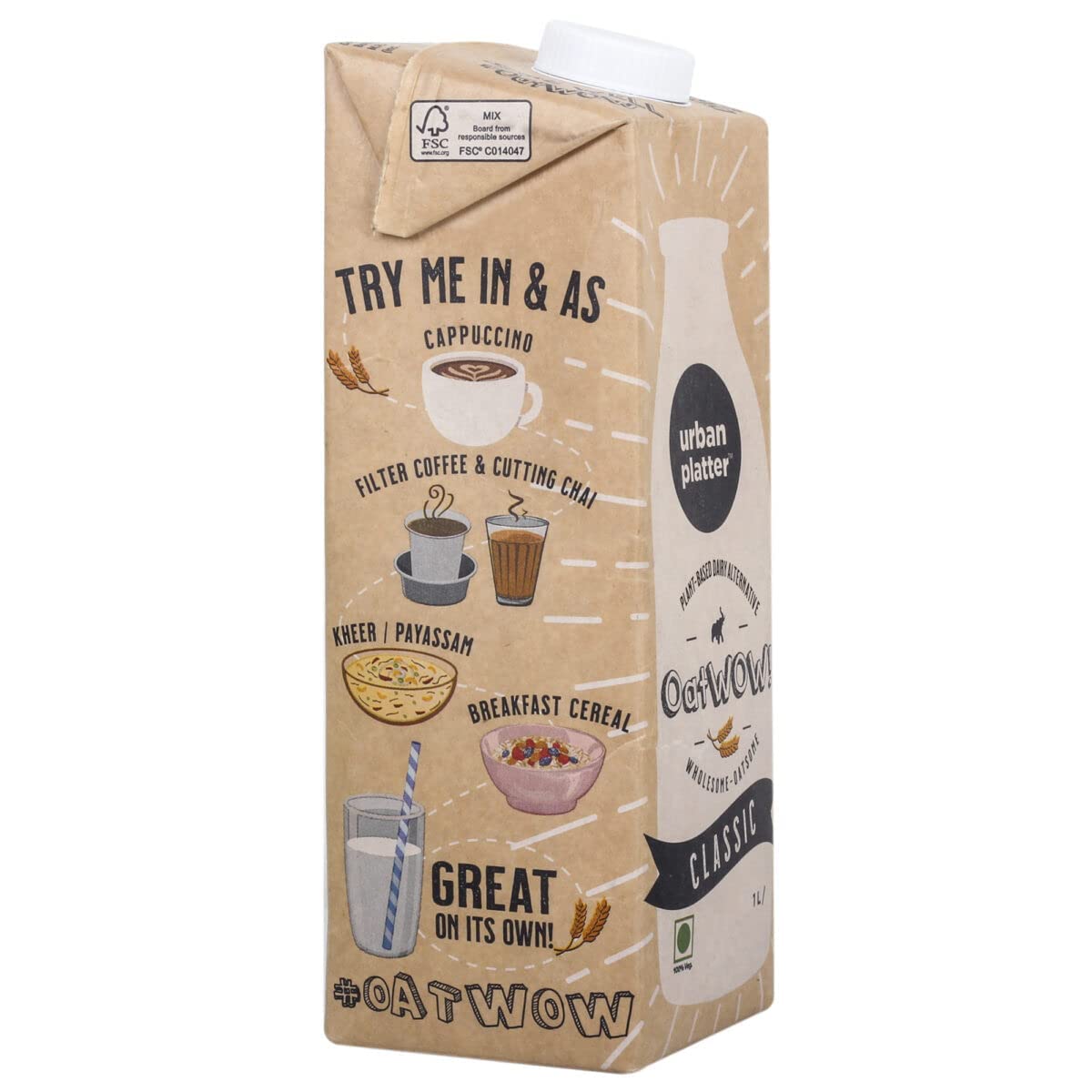 OatWOW! Classic Oat Beverage, 1L (Pack of 3, Plant-Based Milk Alternative | Dairy-Free & Lactose-Free | No Added Sugar | For Coffee, Chai, Smoothies & Sweets)