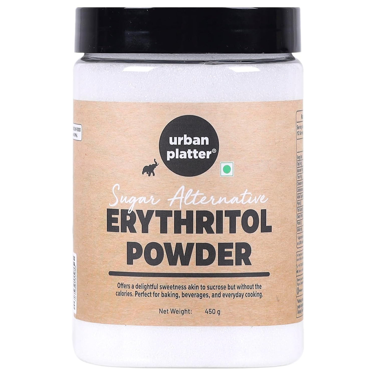 Urban Platter Pure Erythritol Powder, 450g (Alternative Sweetener, Sugar Replacer, Baking-Friendly Polyol)