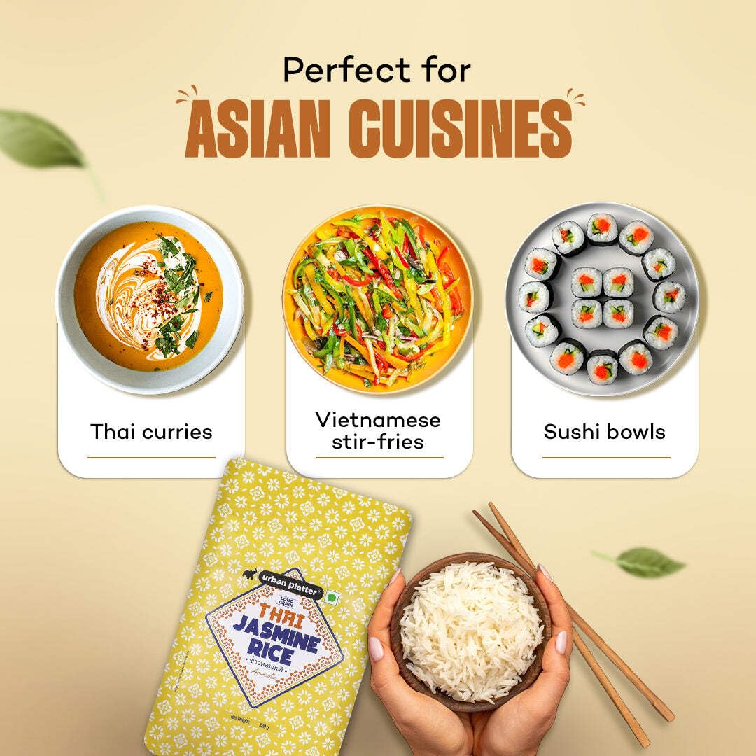 Urban Platter Thai Jasmine Rice, 1kg (Long Grain | Aromatic and Soft | Thai Cuisine)