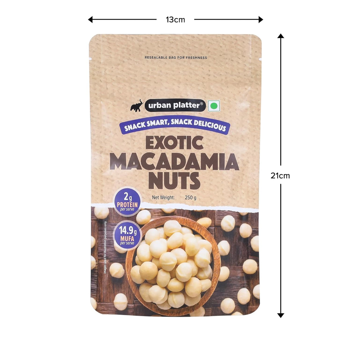 Urban Platter Bold and Exotic Macadamia Nuts, 250g (Grade A, Crunchy, perfect for guilt-free snacking)