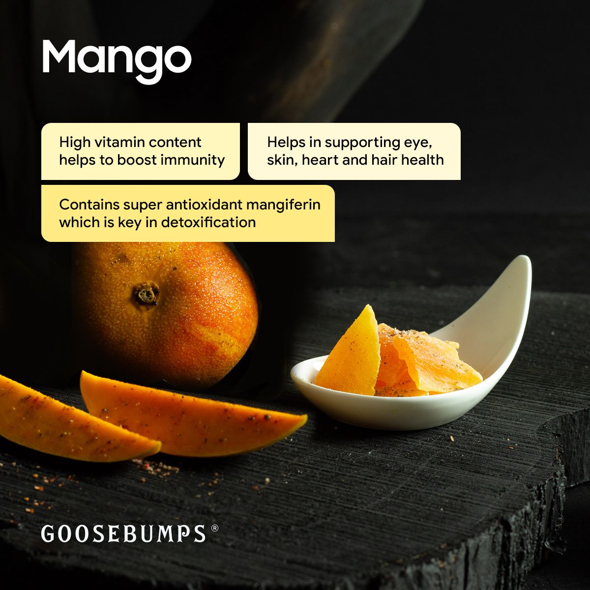 Goosebumps Masala Mango | Dried Mango | Dehydrated Fruit | Chatpata Mango Healthy Snack for kids and adults, 150g