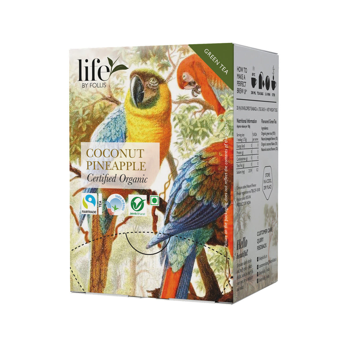 Coconut Pineapple Green Tea, Organic, 20 Tea Bags, 35g
