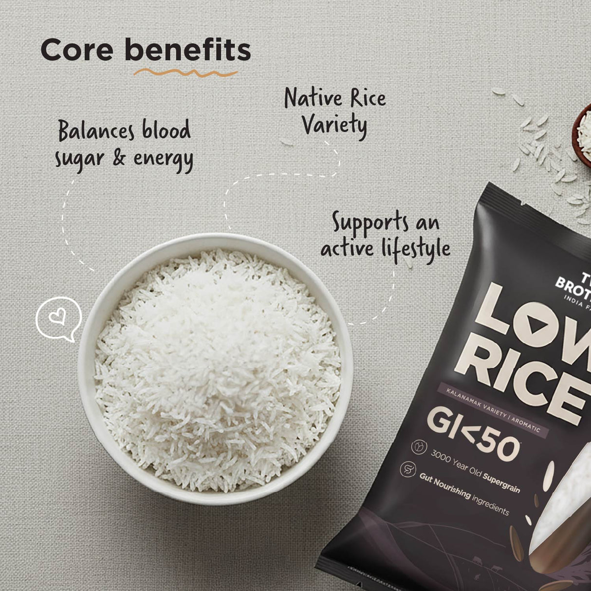 Kalanamak Rice, 1kg (Low GI, Diabetic-Friendly Native Aromatic Rice, Rich in Iron & Zinc, Gut Nourishing, Perfect for Pulao, Biryani & Curries)
