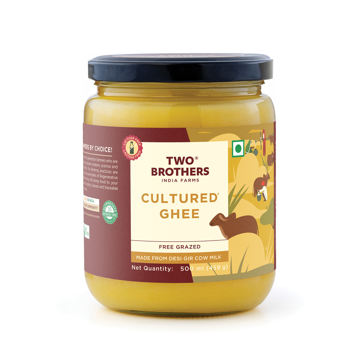 A2 Ghee, 500ml (Free-grazed, Grass-fed Desi Gir Cows, Traditional Bilona Method, Pure, Natural and Healthy Ghee, Farm-Made A2 Cow Ghee with Probiotics for Gut Health)