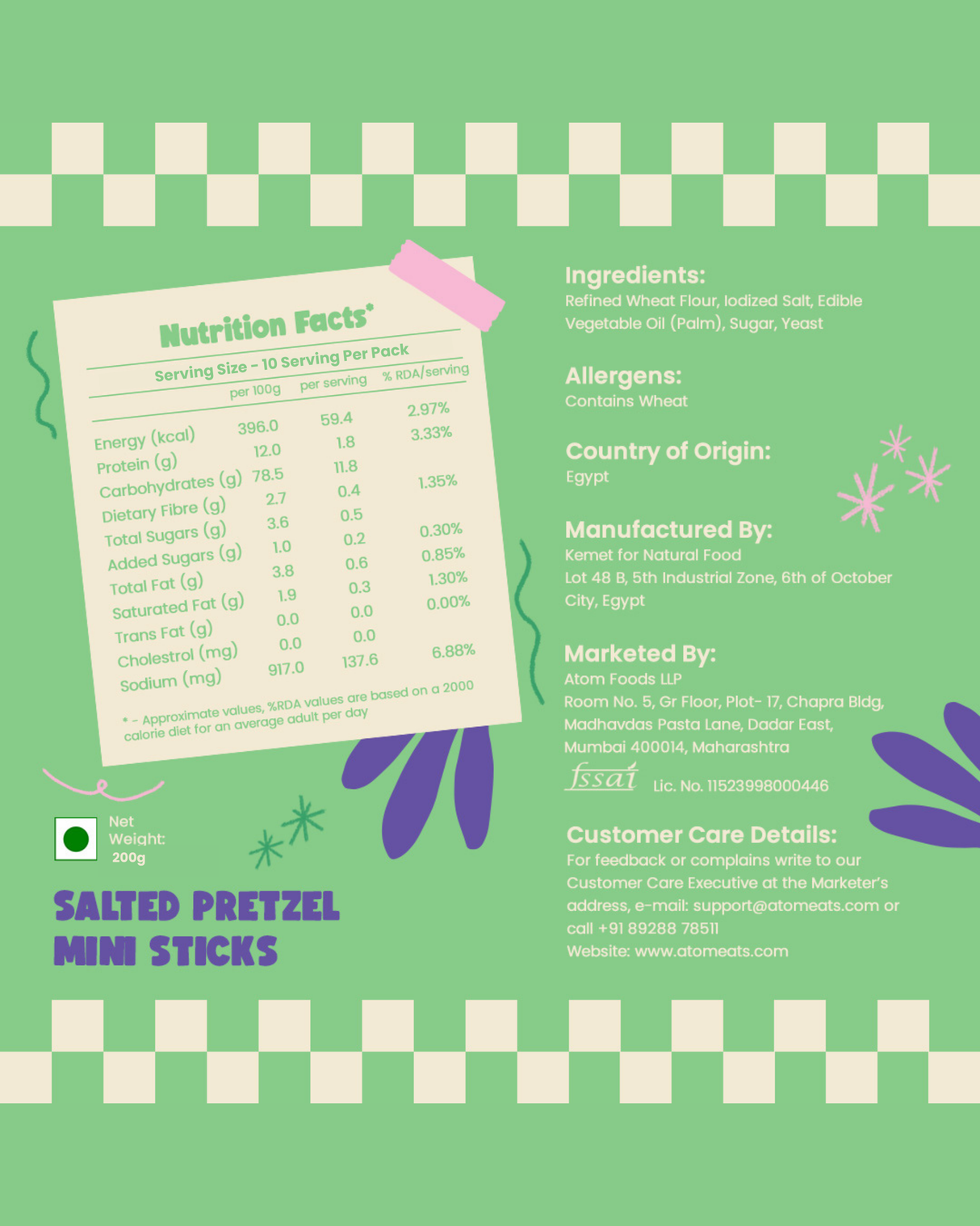 Atom Eats Salted Mini Sticks Party Pack, 200g