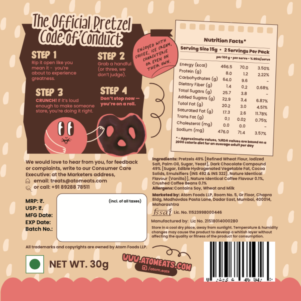 Atom Eats Choco Variety Pack (Pack of 5 - 30g)