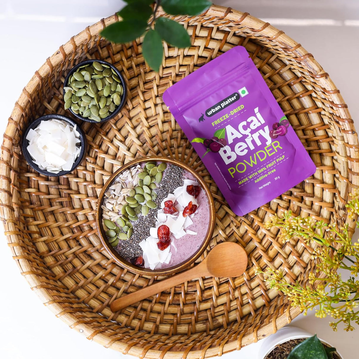 Urban Platter Freeze-dried Acai Berry Powder, 30g (Brazilian Superfood | Rich in Antioxidants | Perfect for Smoothies & Bowls)