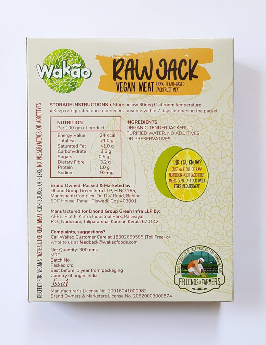 Wakao Raw Jack Plant-based Meat, 300g (Jack Fruit Meat, 100 % Plant-Based)